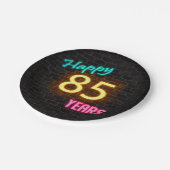 Assiettes En Carton Panneau Neon 85 sur mur en brique (Angle)