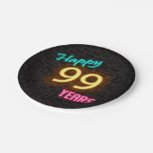 Assiettes En Carton Panneau Neon 99 sur mur en brique (Angle)