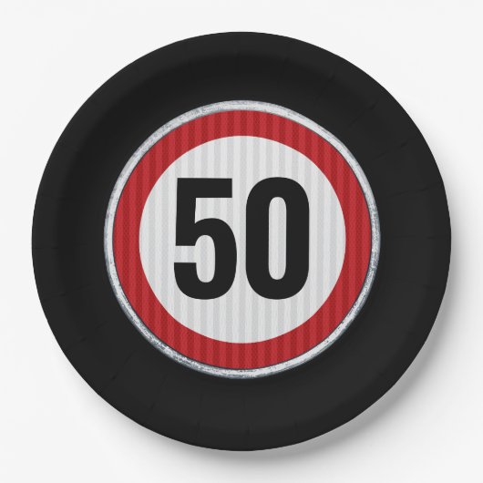 Assiettes En Carton Panneau rouge circulaire avec anniversaire personn (Devant)