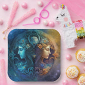 Assiettes En Carton Panneau Zodiaque Gemini Design d'aquarelle (Fête)
