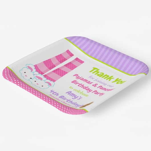 Assiettes En Carton Panneaux de lapin Pyjamas & Pancakes Fête d'annive (Angulaire)