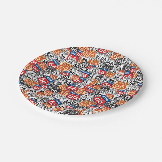 Assiettes En Carton Panneaux routiers de l'itinéraire 66 (Angle)