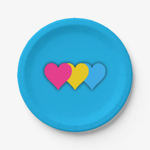 Assiettes En Carton Pansexualité orgueil coeurs plaques papier