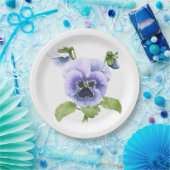 Assiettes En Carton Pansies bleues Plaques en papier d'art botanique (Fête)