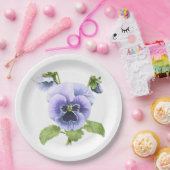 Assiettes En Carton Pansies bleues Plaques en papier d'art botanique (Fête)