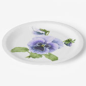 Assiettes En Carton Pansies bleues Plaques en papier d'art botanique (Angle)