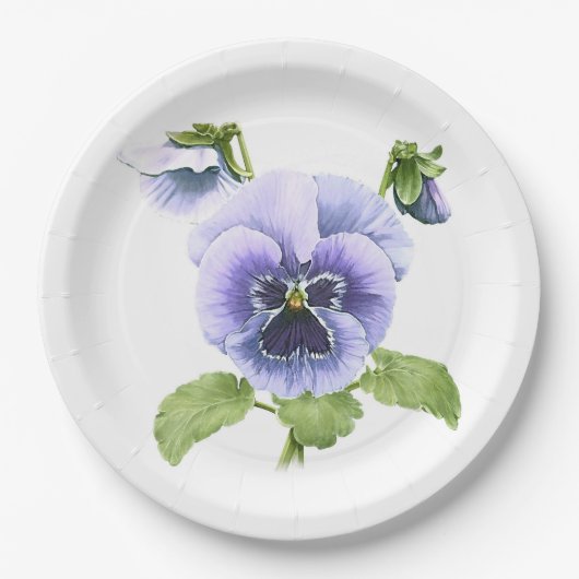 Assiettes En Carton Pansies bleues Plaques en papier d'art botanique (Devant)