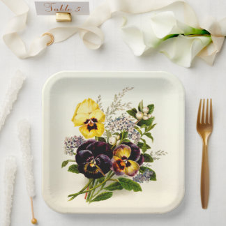 Assiettes En Carton Pansies classiques