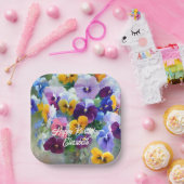 Assiettes En Carton Pansies Joyeux anniversaire (Fête)