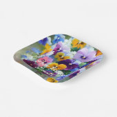 Assiettes En Carton Pansies Joyeux anniversaire (Angulaire)