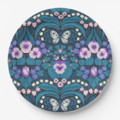 Assiettes En Carton Pansies, oiseaux et papillons (Devant)