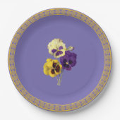 Assiettes En Carton Pansies, violettes et jaunes (Devant)