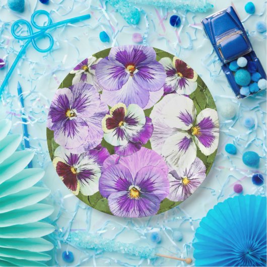 Assiettes En Carton Pansies violettes sur toutes les plaques en papier (Fête)