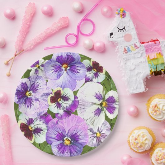 Assiettes En Carton Pansies violettes sur toutes les plaques en papier (Fête)