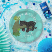 Assiettes En Carton Panthère noire Jaguar dessin animé personnalisé an (Fête)