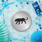 Assiettes En Carton Panthère noire sur argent (Fête)