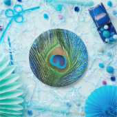 Assiettes En Carton Paon bleu scintillant (Fête)