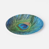 Assiettes En Carton Paon bleu scintillant (Angle)