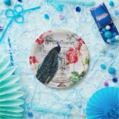 Assiettes En Carton paon et rose (Fête)