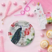 Assiettes En Carton paon et rose (Fête)