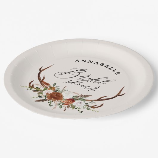 Assiettes En Carton Pap de douche botanique de rouille noire rustique (Angle)