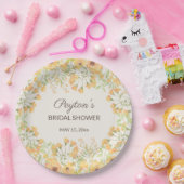 Assiettes En Carton Pap Fête des mariées Pastel Jaune Aquarelle Fleurs (Fête)