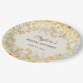 Assiettes En Carton Pap Fête des mariées Pastel Jaune Aquarelle Fleurs (Angle)