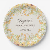 Assiettes En Carton Pap Fête des mariées Pastel Jaune Aquarelle Fleurs (Devant)