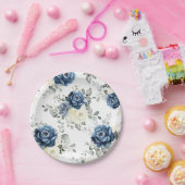 Assiettes En Carton Pap Mariage floral de Champagne de la Marine Bleue (Fête)