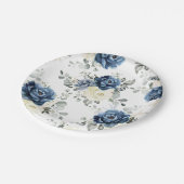Assiettes En Carton Pap Mariage floral de Champagne de la Marine Bleue (Angle)