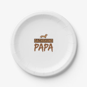 Assiettes En Carton Papa teckel Gravure vintage Dessin papa chien_1