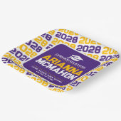 Assiettes En Carton Pape de graduation personnalisée violet, or et bla (Angulaire)