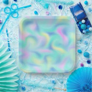 Assiettes En Carton Pape Motif Abstrait Blurred Pretty Pastel Fils