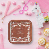 Assiettes En Carton Papel Picado Boda Mexican Terracotta Brown Wedding (Fête)