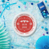 Assiettes En Carton Papel picado inséparables rouge mariage mexicain (Fête)