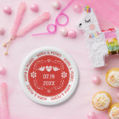 Assiettes En Carton Papel picado inséparables rouge mariage mexicain (Fête)