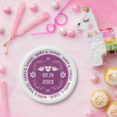 Assiettes En Carton Papel picado inséparables violet mariage mexicain (Fête)