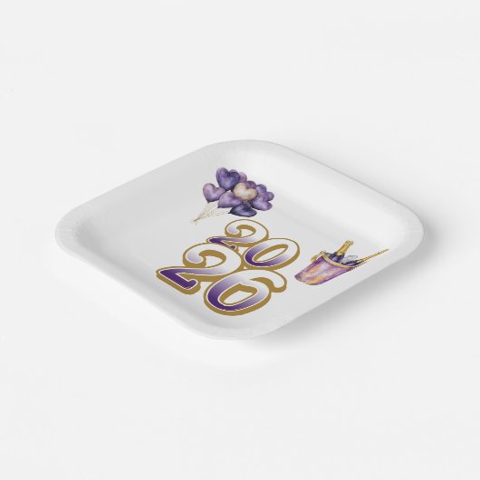 Assiettes En Carton Paper Plate-Happy New Year 2026 Tableware Set (Angulaire)