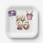 Assiettes En Carton Paper Plate-Happy New Year 2026 Tableware Set (Recto)