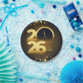 Assiettes En Carton Paper Plate-Happy New Year 2026 Tableware Set (Fête)