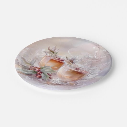 Assiettes En Carton Paper Plate-White Victorian Christmas (Angle)