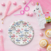 Assiettes En Carton Paper Plates, Elephant Baby Strollers Stork (Fête)