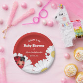 Assiettes En Carton Papier à Baby shower blanc rouge Ladybug (Fête)