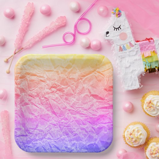Assiettes En Carton Papier arc-en-ciel recouvert (Fête)