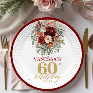 Assiettes En Carton Papier automne or rouge profond classique 60e anni