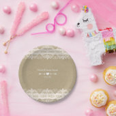 Assiettes En Carton Papier Brown et dentelle blanche Mariage naturel r (Fête)