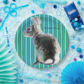 Assiettes En Carton Papier Bunny Design Plaque Bleu Grandes (Fête)