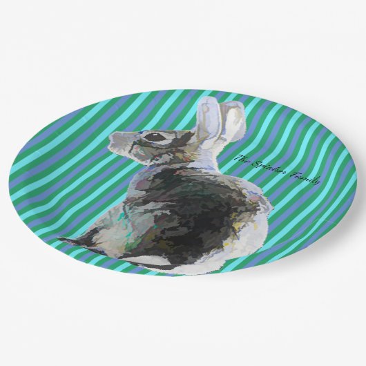Assiettes En Carton Papier Bunny Design Plaque Bleu Grandes (Angle)