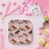 Assiettes En Carton Papier Cavalier King Charles Spaniel Paws and Bone (Fête)