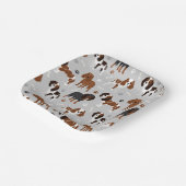 Assiettes En Carton Papier Cavalier King Charles Spaniel Paws and Bone (Angulaire)
